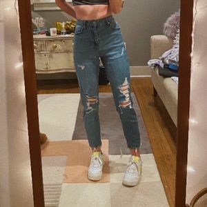 high waisted vintage boyfriend distress mom jeans